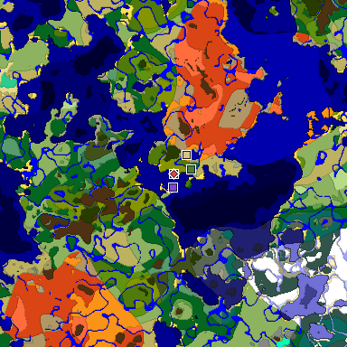 Predicted biome map of Java 1.19.2 seed -8861956398766194599 around estimated spawn