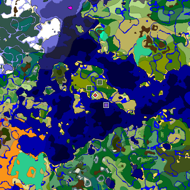 Predicted biome map of Java 1.19.2 seed 1181056977908616148 around estimated spawn