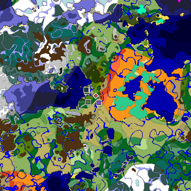 Predicted biome map of Java 1.19.2 seed -823855205675760981 around estimated spawn