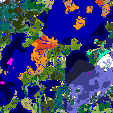 Predicted biome map of Java 1.19.2 seed -8195652179514824744 around estimated spawn