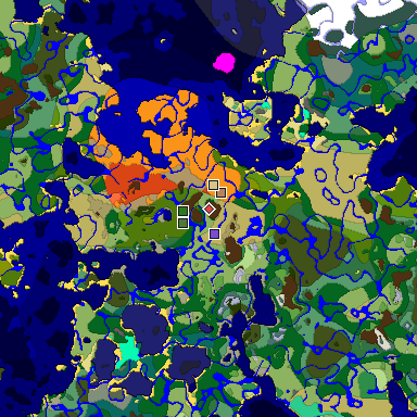 Predicted biome map of Java 1.19.2 seed 2148043201412444 around estimated spawn