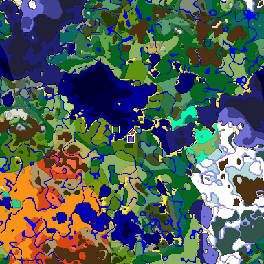 Predicted biome map of Java 1.19.2 seed -2664878289833574985 around estimated spawn
