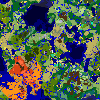Predicted biome map of Java 1.19.2 seed -7802929761986703078 around estimated spawn