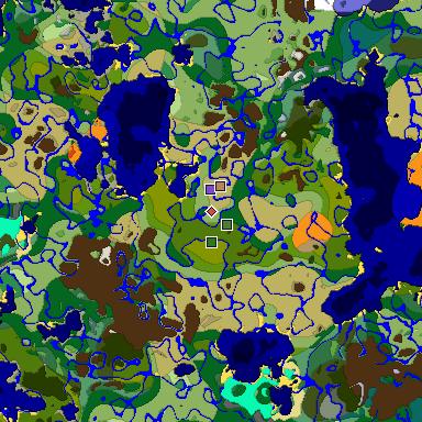 Predicted biome map of Java 1.19.2 seed -7181577463010247277 around estimated spawn