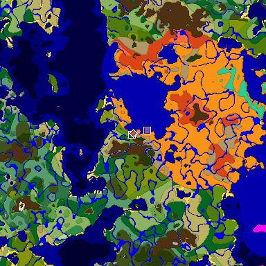 Predicted biome map of Java 1.19.2 seed -6786377161832001008 around estimated spawn