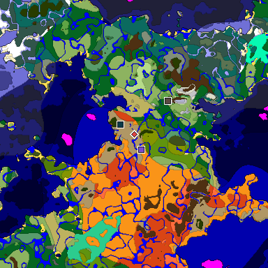 Predicted biome map of Java 1.19.2 seed 8455834473587727305 around estimated spawn