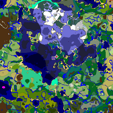 Predicted biome map of Java 1.19.2 seed -1125837034997171204 around estimated spawn
