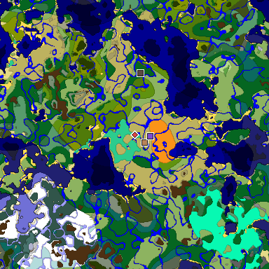 Predicted biome map of Java 1.19.2 seed 5003549600835768578 around estimated spawn