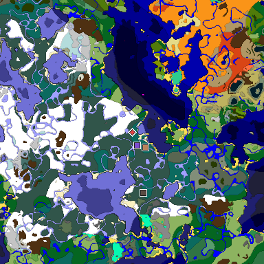 Predicted biome map of Java 1.19.2 seed 8759204582265294189 around estimated spawn