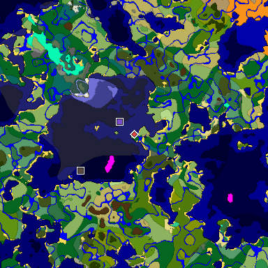 Predicted biome map of Java 1.19.2 seed -4606952216514749579 around estimated spawn