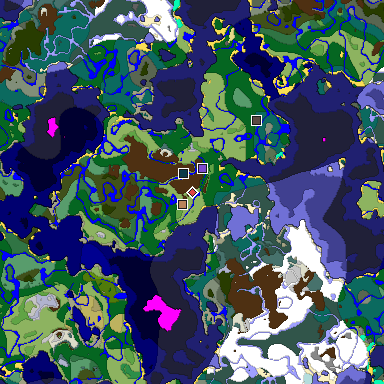 Predicted biome map of Java 1.19.2 seed -3768920241925062965 around estimated spawn