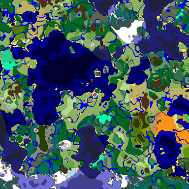 Predicted biome map of Java 1.19.2 seed 3146457419916728021 around estimated spawn