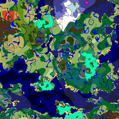 Predicted biome map of Java 1.19.2 seed -6029902130664354377 around estimated spawn