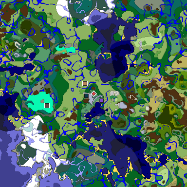Predicted biome map of Java 1.19.2 seed 1712941621407507310 around estimated spawn