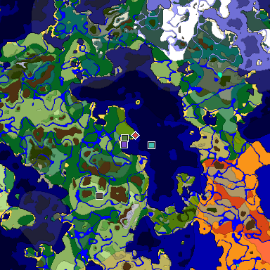 Predicted biome map of Java 1.19.2 seed 3280995980537523466 around estimated spawn