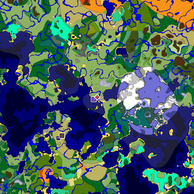 Predicted biome map of Java 1.19.2 seed -5028783508183242014 around estimated spawn