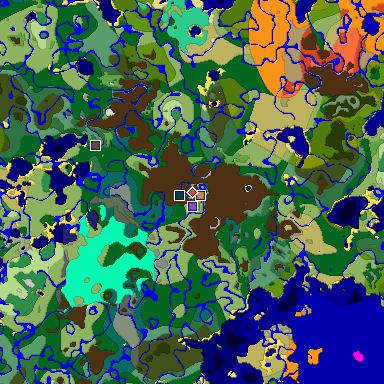 Predicted biome map of Java 1.19.2 seed 7228545920328259898 around estimated spawn