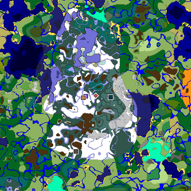 Predicted biome map of Java 1.19.2 seed -3523677719361965178 around estimated spawn