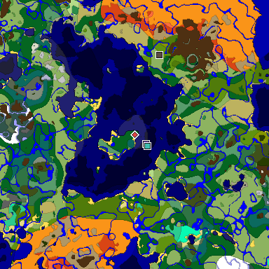 Predicted biome map of Java 1.19.2 seed -6942433648735020826 around estimated spawn