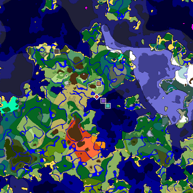 Predicted biome map of Java 1.19.2 seed -6114810745863018994 around estimated spawn