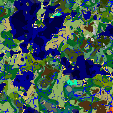 Predicted biome map of Java 1.19.2 seed -3802957918826204789 around estimated spawn