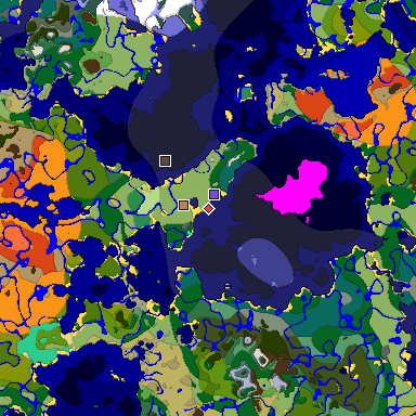 Predicted biome map of Java 1.19.2 seed 5776544235782309888 around estimated spawn