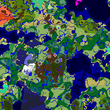 Predicted biome map of Java 1.19.2 seed -6890760811089040689 around estimated spawn