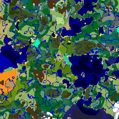 Predicted biome map of Java 1.19.2 seed -1329580194556581177 around estimated spawn