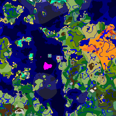 Predicted biome map of Java 1.19.2 seed -9040381944131193881 around estimated spawn