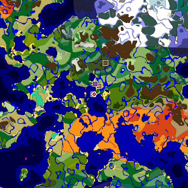 Predicted biome map of Java 1.19.2 seed 339903766325089808 around estimated spawn