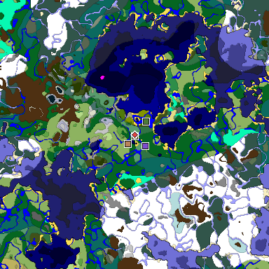 Predicted biome map of Java 1.19.2 seed -1574719369398771961 around estimated spawn
