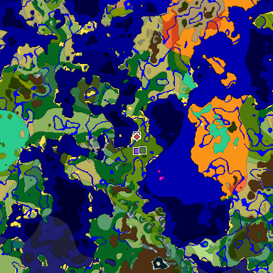 Predicted biome map of Java 1.19.2 seed -1698259921941715839 around estimated spawn