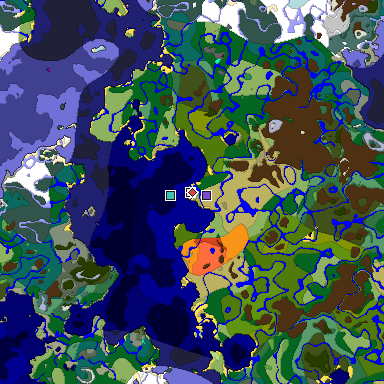 Predicted biome map of Java 1.19.2 seed 11477833904357504 around estimated spawn