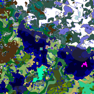 Predicted biome map of Java 1.19.2 seed -3465505754539723332 around estimated spawn