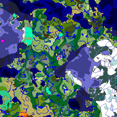 Predicted biome map of Java 1.19.2 seed 2946570788486560224 around estimated spawn