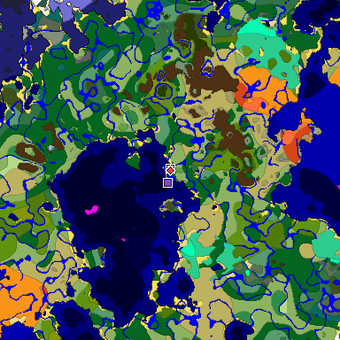 Predicted biome map of Java 1.19.2 seed -7003918422940822588 around estimated spawn