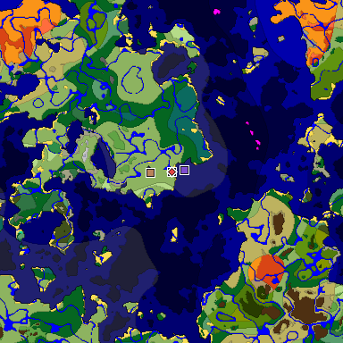Predicted biome map of Java 1.19.2 seed -8939211841992228401 around estimated spawn