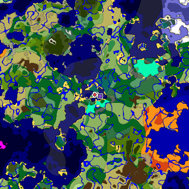 Predicted biome map of Java 1.19.2 seed 1376376886806654527 around estimated spawn