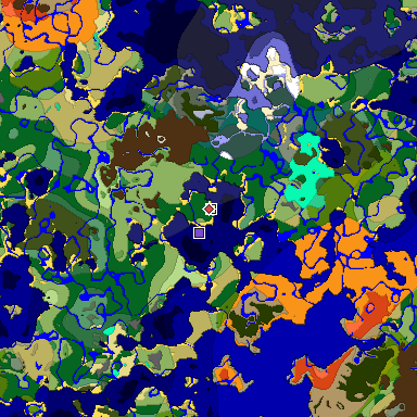 Predicted biome map of Java 1.19.2 seed -7939319828093589815 around estimated spawn
