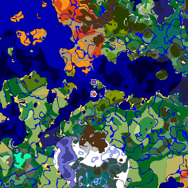 Predicted biome map of Java 1.19.2 seed -808246554205767798 around estimated spawn