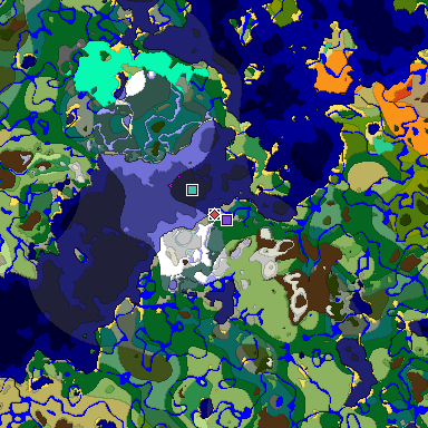 Predicted biome map of Java 1.19.2 seed -8402151898478168499 around estimated spawn