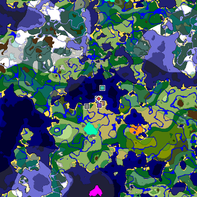 Predicted biome map of Java 1.19.2 seed 948297834756999773 around estimated spawn