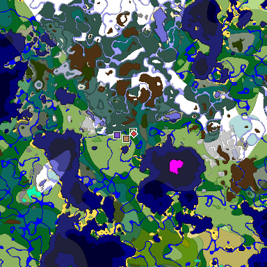 Predicted biome map of Java 1.19.2 seed -6770273131216020794 around estimated spawn
