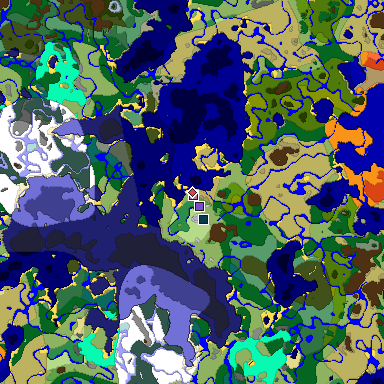 Predicted biome map of Java 1.19.2 seed -15673414407425340 around estimated spawn