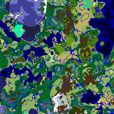 Predicted biome map of Java 1.19.2 seed -8146632156951724283 around estimated spawn