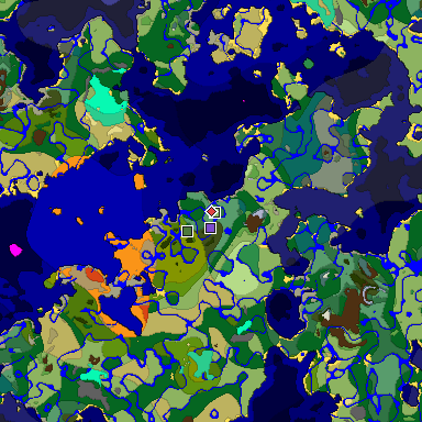 Predicted biome map of Java 1.19.2 seed 3706660130878775072 around estimated spawn