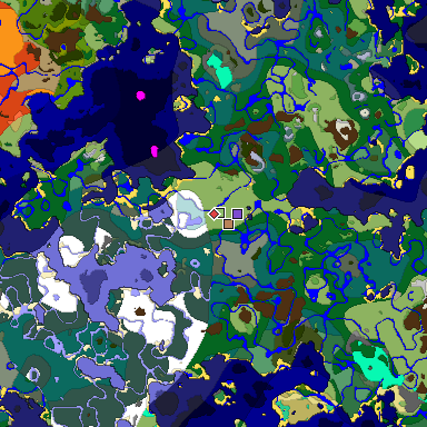 Predicted biome map of Java 1.19.2 seed -901336147679716955 around estimated spawn