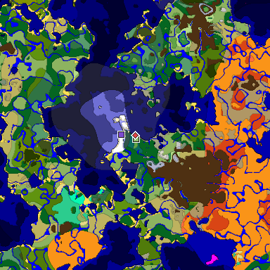 Predicted biome map of Java 1.19.2 seed 3511569889077987932 around estimated spawn