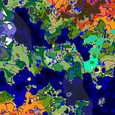 Predicted biome map of Java 1.19.2 seed -8504213581890140941 around estimated spawn