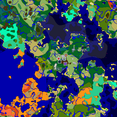 Predicted biome map of Java 1.19.2 seed -1278702277906302605 around estimated spawn